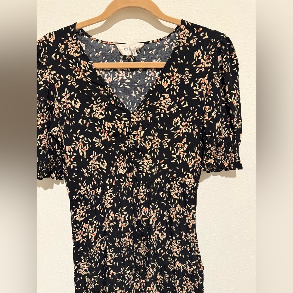 ba&sh Vila ruffled Black and brown Floral Midi Dress - Picture 4 of 5